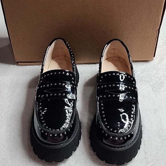 RAID Niamh studded chunky loafers in black patent Size UK 3 / US 5 - Picture 2 of 8
